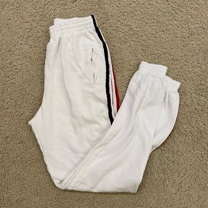 Brandy Melville White Striped Rosa Sweatpants